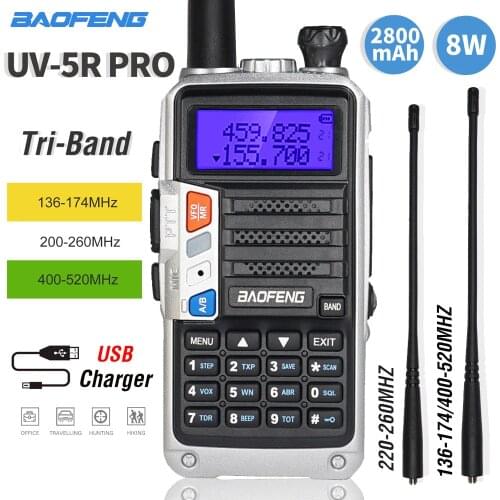 Baofeng UV-5R Pro Tri-Band Walkie Talkie 8W High Power Portable Two Way Radio UV 5R Upgrade Amateur CB Ham Radio FM Transceiver