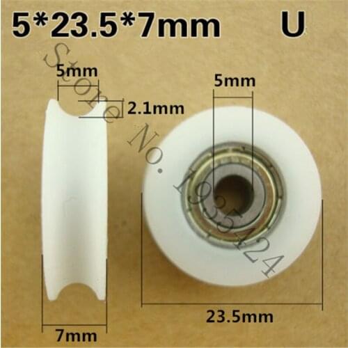 SWMAKER 5*23.5*7mm U type groove pulley wheel concave round Nylon bag plastic injection plastic pulley