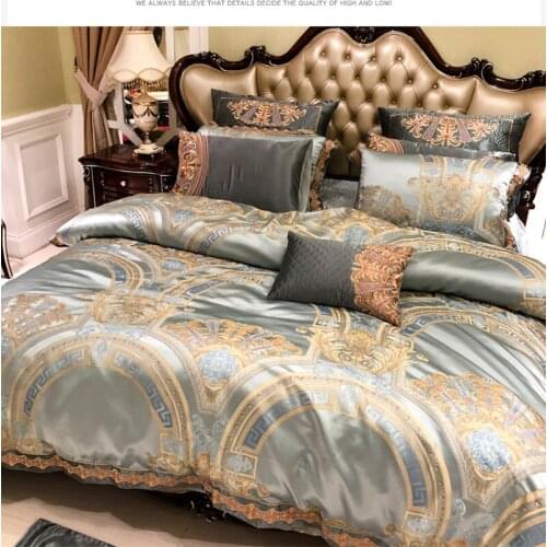 Luxury Embroidered Egyptian cotton Royal Bedding sets Queen King Western Bed sheet Pillowcases 4/6pcs