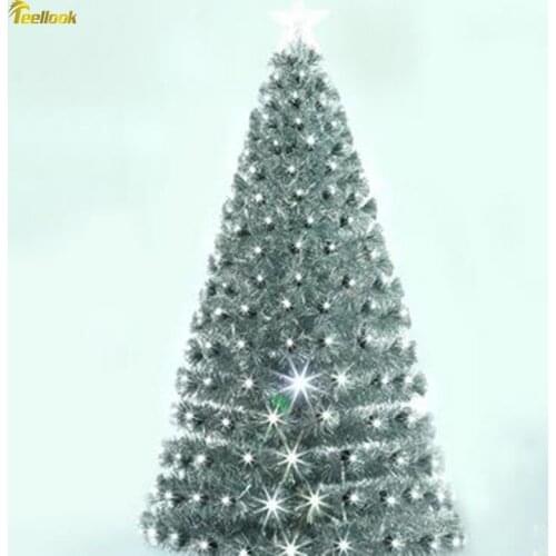 Teellook 1.8M / 180CM Deluxe Plus Silver All Cool White Light Fiber Christmas Tree Christmas Large Scenic Christmas Decorations