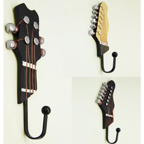 Vintage Guitar Shaped Decorative Hooks Rack Hangers for Hanging Clothes Coats Towels Keys Hats Metal Resin Hooks Wall Mounted