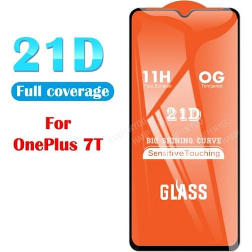 For OnePlus 7T 6.55" 21D 9D Full Glue Cover Toughened Tempered Glass Film Screen Protector Guard