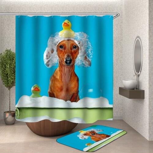 Dog shower curtain polyester fabric curtain shower bathroom decoration