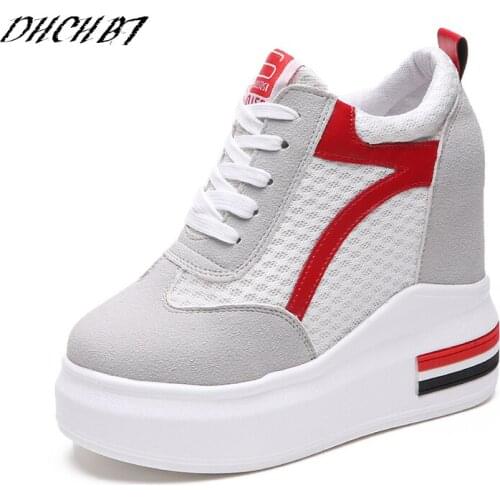 New Women Casual Shoes Fashion Lace Up Hidden High Heel Wedge Platform Shoes 2018 Leisure Girls Woman Footwear