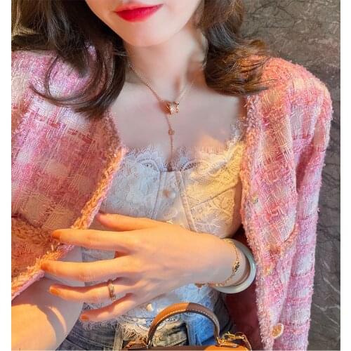 Pink Fashion Early Spring Short Celebrity Small Fragrance Coat Womens Spring and Autumn Thin 2021 New Womens Spring