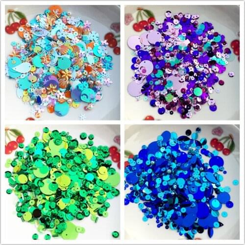 10g/Lot Mixed Flowers Shell Oval Round Loose Sequins Paillettes Glass Beads Pearl Wedding Craft Women Kids DIY Navidad Ornaments