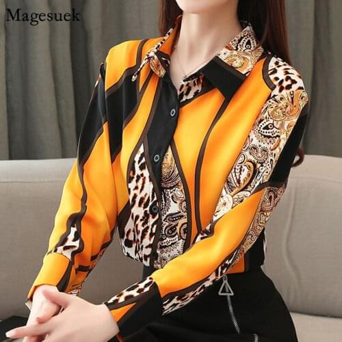 2021 New Long Sleeve Chiffon Blouse Women Casual Slim Women Blouses Tops Leopard Cardigan Button Up Shirt Camisas Mujer 8092 50