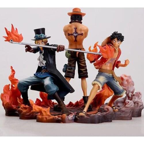 3 uds anime estatuilla D Luffy as Sabo tres hermanos conjunto de PVC colección de figuras de acción juguetes muñeca 14-17CM