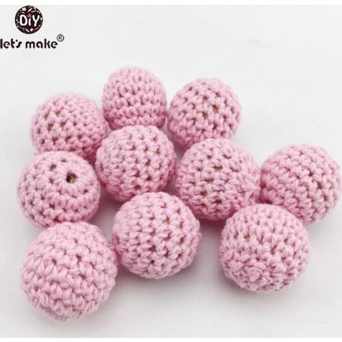 Lets make 20mm Round Crochet Beads 5pcs DIY Nursing Necklace Accessories BPA Free Wooden Teether Baby Teether