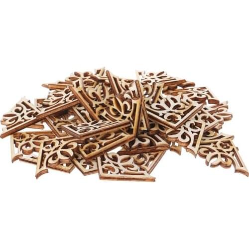 50pcs Cut Wood Embellishment Wooden Shape Craft Wedding Decor E56C