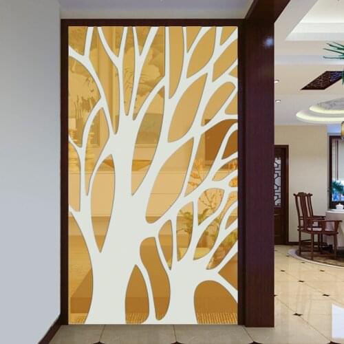 Big size Acrylic Mirror tree Wall Sticker Self-Adhesive Wall art decor Home Decals