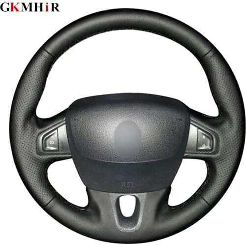 Black Artificial Leather Car Steering Wheel Cover for Renault Fluence Fluence ZE 2009-2016 Megane 2009-2014 Scenic 2010-2015