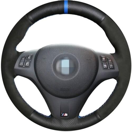 Black Suede Leather Car Steering Wheel Cover for BMW M Sport M3 E90 E91 E92 E93 E87 E81 E82 E88