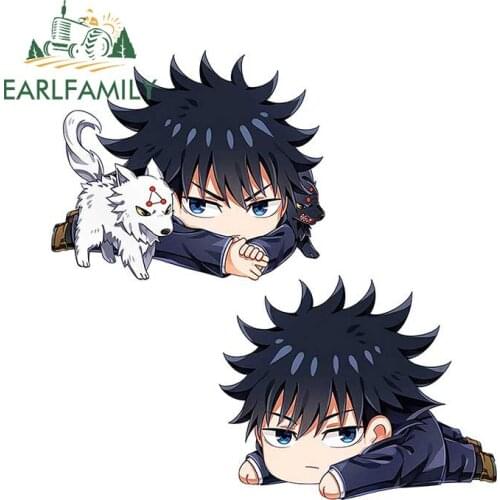 EARLFAMILY 13cm x 10.5cm Cartoon Anime Character Car Stickers for Jujutsu Kaisen Funny Vinyl Car Wrap Decals Window Bumper Decor