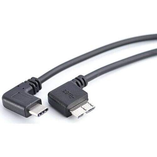 Angle USB 3.1 Type-C To USB 3.0 Micro B Cable Connector Data Cable 90 Degrees Transfer Files Sync Data