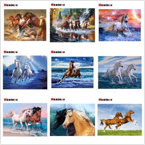 Kexinzu Full Square/Round 5D Diy Diamond Painting Cross Stitch "Animal Horse " Diamond 3D Embroidery Mosaic Home Decor Ds013