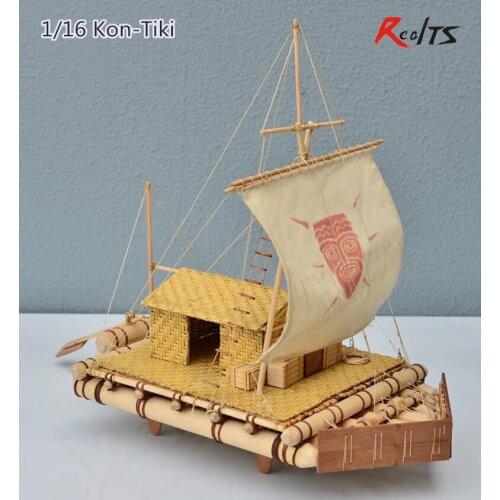 RealTS Classic wooden sailing boat assembled set 1/16 KON tiki Helios raft wooden boat kit