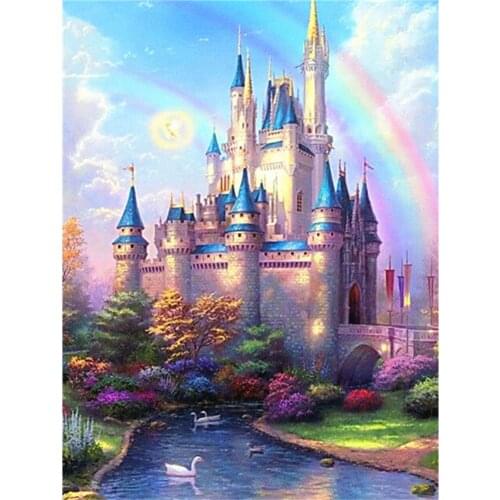 Landscape Building Castle DIY Cross Stitch 11CT Embroidery Kits Craft Needlework Set Cotton Thread Printed Dropshipping