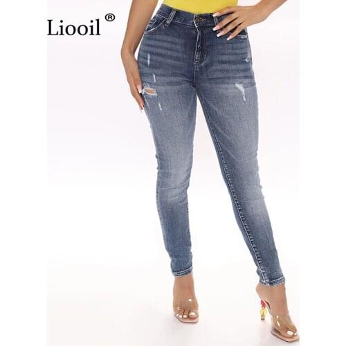 Женские рваные джинсы Liooil China At AliExpress
