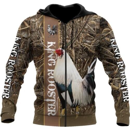 Beautiful King Rooster 3D All Over Printed Unisex Deluxe Hoodie Men Sweatshirt Zip Pullover Casual Jacket Tracksuit DW0272