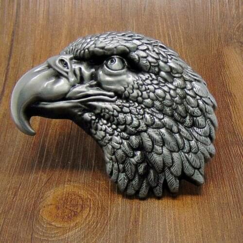 Retail New Style 3D Silver Eagle Head Belt Buckle With Metal Fashion Mens Womens Leather Belt Accessories Fit 4cm Width Belt