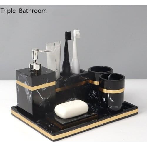 Nordic Phnom Penh Six Piece Set Resin Lotion Bottle Toothbrush Holder Couples Tooth Mug Soap Dish Tray Bathroom Toiletry Set