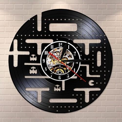Made Of Vinyl Record for Kid Room Video Game Vintage Wall Clock Gamer Home Decor Retro Arcade Game Silent Non Ticking Wall Watch