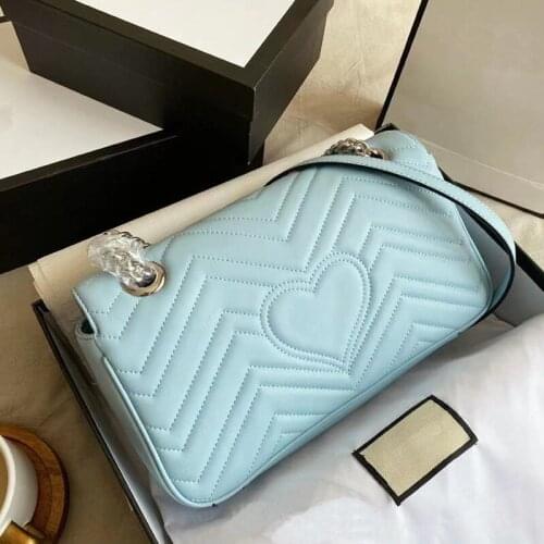 2021 Summer New Fashion Korean Leather Womens Bag GG Love Chain Bag One Shoulder Cross-body Bag Brand Bag