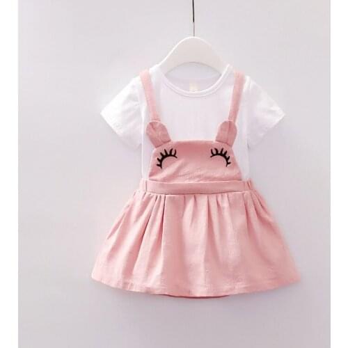 New Baby Girl Clothes Dress Casual Solid Rabit Patch Korean Summer Cotton Cute Pretty Clothing Children Kids Baby Girl Dresses