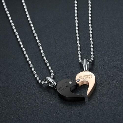 Couple Necklaces Heart Pendant Necklace OUR HEARTS TOGETHER Unique Jewelry Gifts Charms for Women Girl