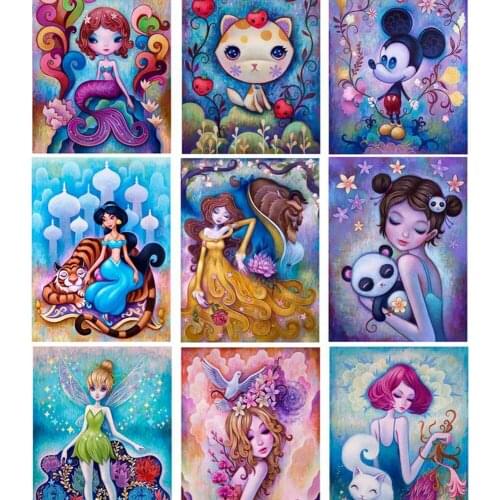 Cartoon Girl Full Square 5D DIY Diamond Painting Disney Cartoon Princess Cross Stitch Kits Diamond Embroidery Mosaic Home Decor