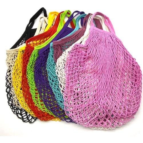 Portable Reusable Grocery Bags for Fruit Vegetable Bag Cotton Mesh String Organizer Handbag Short Handle Net Shopping Bags Tote