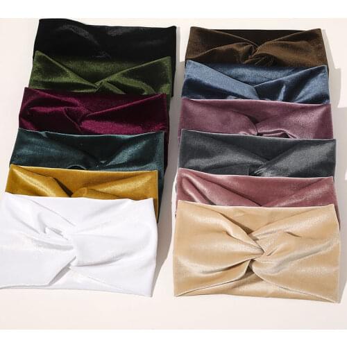 Big wide Velvet Headband for Women Hair Accessories Fashion Solid Color Hairbands Korean Soft Headwrap Girls Sport Turban