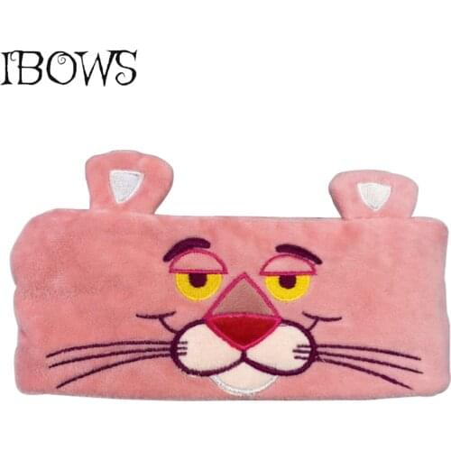 Lovely Pink Cartoon Panther Headband Wash Makeup Hair Bands For Women Girls Elastic Turban Boutique Headdress Hair Accessories