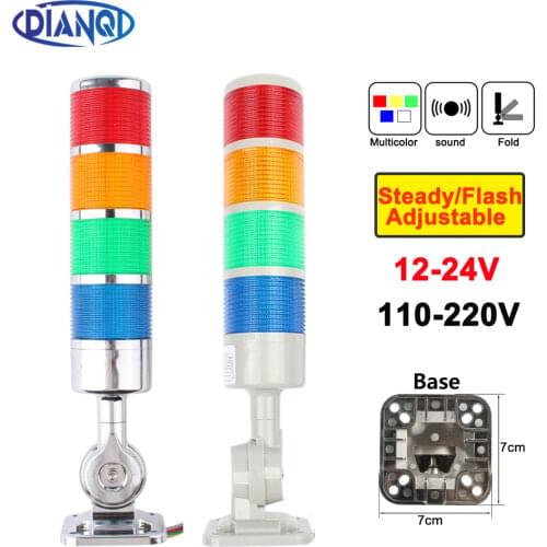 4 layers Rotatable 180 Stack light Red warning light industrial for CNC machine DC 24V 12V AC220V 110V Steady flashing light LED