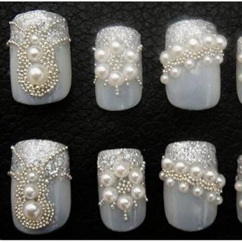 2-7mm 3D Pearl Nail Stones Round & Semicircle Design for Nail Accessories White/ Ivory Flatback Pearl Nail Decor #ZD26