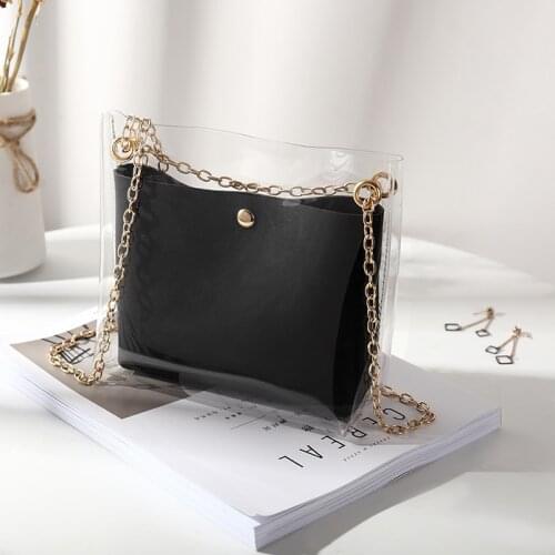 Women Transparent Bucket Bag Clear PVC Jelly Small Shoulder Bag Female Chain Crossbody Messenger Bags 2020 Design Luxury Handbag