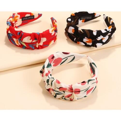 Free shipping women chiffion flower printed hairbands girls widthheadbands ladys headwear hair accessories