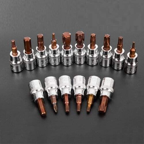 1 Pcs 3/8 Drive Hex Socket Screwdriver Bit Set H3-H10 Screw Driver T10-T55 Socket Screwdriver Bit Hand Tools Accessories