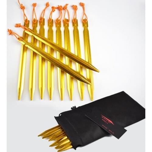 10pcs Tent Pegs 7 inch Aluminum Tent Stake with Rope Outdoor Tent accessories pins awning pegs stake Tent pegs