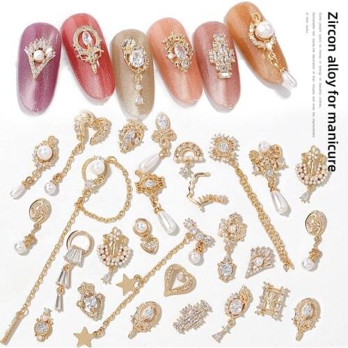 2pieces 3D metal Zircon Nail art jewelry japanese nail decorations top quality zircon crystal manicure zircon diamond charms