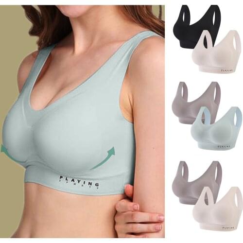 2pc Sports Bra Top Push Up Fitness Running Yoga Bra Underwear Seamless Sport Tops For Women Gym Wear Women Solid Sportswear #T4G