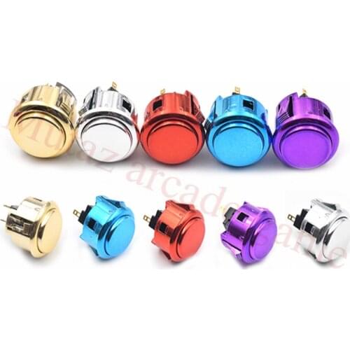 10pcs/Lot copy Sanwa OBSJ 30mm Push button Metallic snap in Chrome plated small round push button with built in microswitch