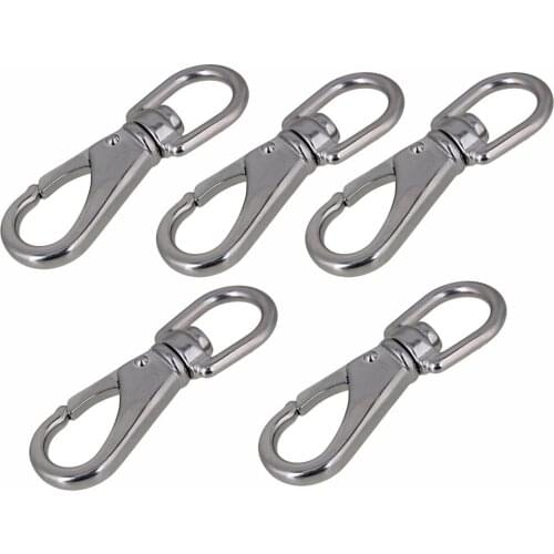 5pcs Multi-use Boat Swivel Eye Snap Hook Size 1# Silver 304 Stainless Steel