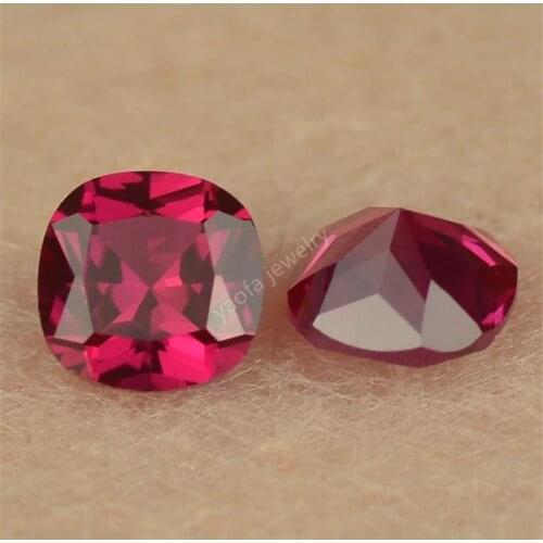 AAAAA Quality Hardness9 4x4mm~16x16mm 5# Red Color Rubys Cushion Cut Princess Shape Synthetic Corundum Stone Loose Gems