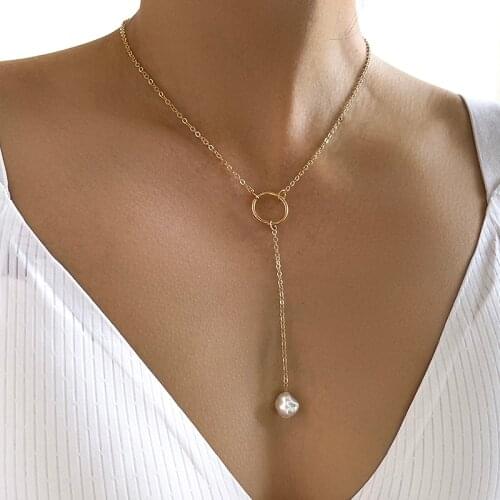 Aprilwell Gothic Pearl Pendant Necklaces For Women Aesthetic Collier 2021 Gold Chain Y2k Drop Jewelry Accessories Gift Egirl