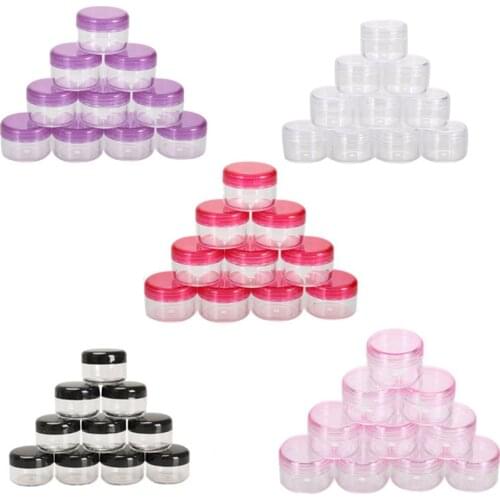 10PCS Cosmetics Jar Box Makeup Cream Nail Art Cosmetic Bead Storage Pot Container Round Bottle Portable Plastic Transparent Case