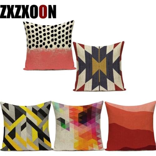 Color Pillow Cushion Cover Colorful Geometric Polyester Car Sofa Seat Living Room Bedroom Home Decorative Pillowcases