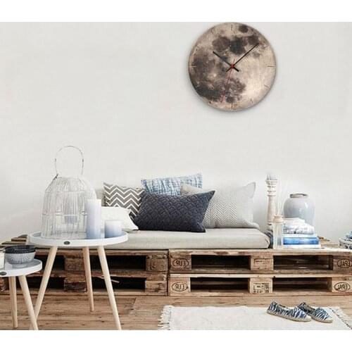 Decorative Wooden Wall Clock Moon Black Hole Pattern Mute Wallclock Home Decor Home Decoration Living Room