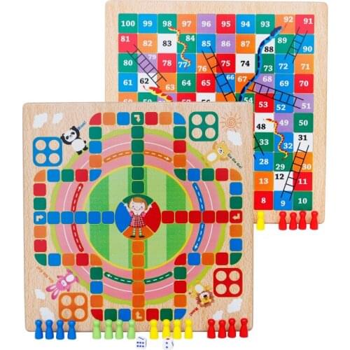 Childrens wooden creative educational toys / fighting animals / Gobang chess / double-sided wooden educational toys M31